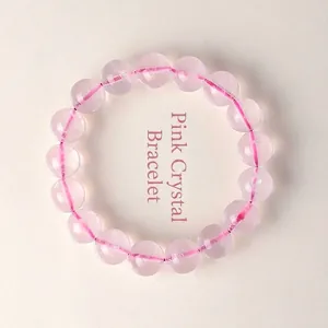 Bracelet en perles de quartz rose naturel, haute transparence et rose doux
