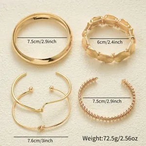Detail showing measurements and weight for a 5-piece gold-tone metal bracelet set