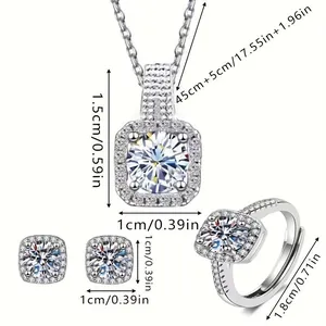 Guida alle taglie del set di gioielli in argento con collana, orecchini e anello.