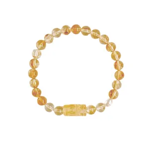 Elegantes Armband aus natürlichem Citrin und gelbem Phantomquarz für Damen und Herren