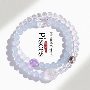 Elegantes Armband aus 925er Silber mit Fische-Thema und blauen Naturkristallen