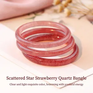 Elegante set van drie natuurlijke aardbeienkwarts armbanden in duivenbloedrode finish