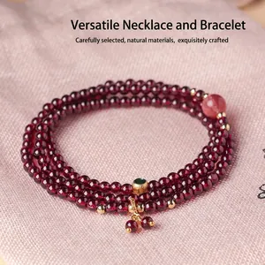 Natuurlijke Granaat Multi-turn Kralen Armband Halsketting Kristal Edelsteen Handsieraad Mode Vrouwen Sieraden