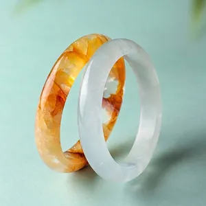 Bracciale Rigido in Cristallo Naturale Fantasma Bianco Ematoide Giallo Citrino per Donna Gioielli Fatti a Mano