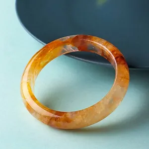 Elegante bracciale in quarzo fantasma giallo naturale con inclusioni ambrate