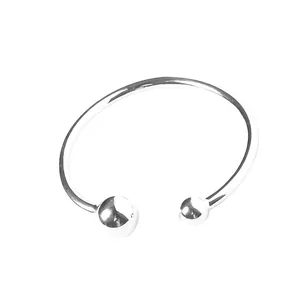 Bracciale rigido aperto in argento sterling 925 minimalista con design a doppia sfera