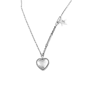 Elegante 925 Sterlingsilber Halskette mit Herzanhänger und Stern für Damen Schmuckstück