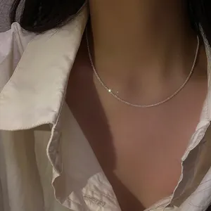 Collana scintillante in argento sterling 925 da donna, elegante catena minimalista