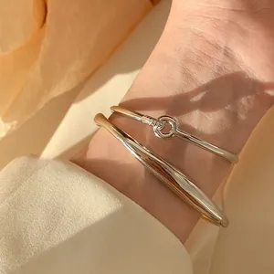 Elegante 925 sterling zilveren open armbandset met fonkelende zirkonia steendetails