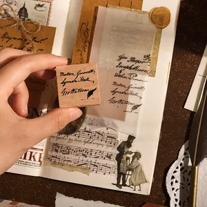 Vintage Holzstempel mit englischer Schreibschrift für DIY Scrapbooking Basteln