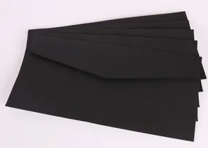 Macro view of premium minimalist black card paper envelopes in Western No.5 size for invitations