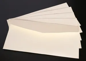 Close-up detail of premium beige blank envelopes suitable for invitations and letters
