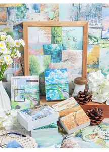 Gros plan de blocs-notes de scrapbooking DIY paysages