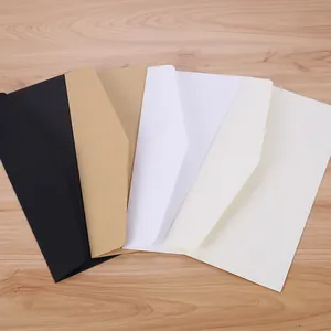 Set of No. 5 plain vintage envelopes in kraft, black, white and cream paper