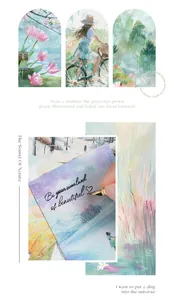 Bloc-notes artistique avec illustrations de paysages saisonniers