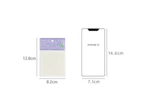 Size comparison detail of PET waterproof floral drawing stencils with iPhone 12 outline reference.
