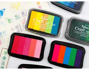 Detail view of colorful 5-color gradient ink pads for DIY crafts and scrapbooking.