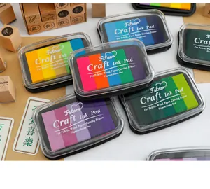 Detailed close-up of vibrant 5-color gradient craft ink pads for DIY stamp DIY projects