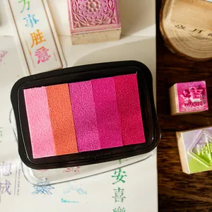 Versatile 5-color gradient pink ink pad for DIY stamps and decorative scrapbooking crafts
