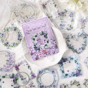 Lot de 20 stickers cadres floraux en PET imperméables pour scrapbooking et loisirs créatifs