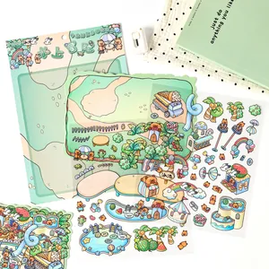 3D Capybara summer water adventure scene stickers set for kids cartoon DIY decoration