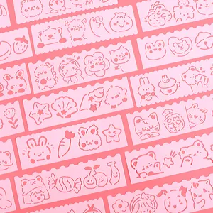 Cute Cartoon Hollow Out Drawing Template Ruler Set Translucent Plastic Stencil For Journal DIY Scrapbooking Kids Painting School Stationery