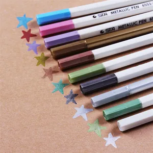 Metallic Marker Pens 10 Colors Hard Tip Paint Pens For DIY Photo Album Scrapbook School Office Stationery Supplies