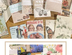 Vintage retro scrapbook materiaal papier met vlinder en bloem patronen voor journaling