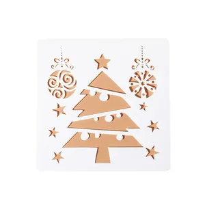 Christmas tree and star hollow painting stencil template for kids DIY crafts and stationery