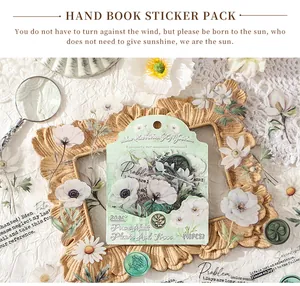 Vintage floral PET sticker pack for handbook deco