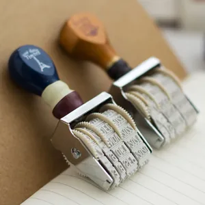 Timbro datario a rullo vintage regolabile per journaling e fai da te su taccuino