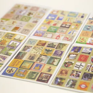 Autocollants de timbres et cartes postales thème voyage vintage pour scrapbooking, 80 pcs