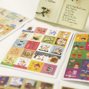 Lot de 80 autocollants vintage thème timbres pour décoration de journal et scrapbooking