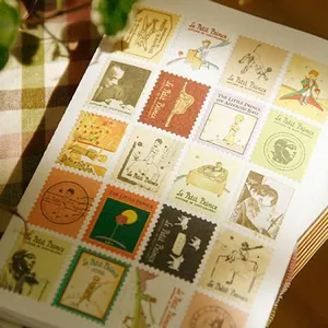 Planche d'autocollants rétro style timbre Le Petit Prince pour le scrapbooking