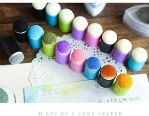 Macro detail of colorful finger sponge daubers used for ink blending and DIY craft projects