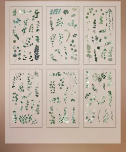 6 Sheets Eucalyptus Plant Stickers for Planner Decor, 100x180mm Waterproof Vinyl Stickers