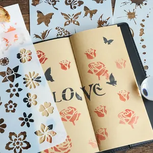 DIY hollow drawing stencils with flower and butterfly patterns for journaling craft