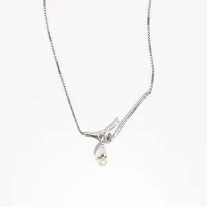 Minimalistische Halskette aus 925er Sterlingsilber für Damen mit Perle und Box-Kette