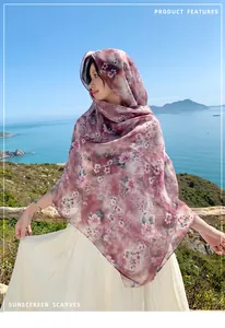 Elegant floral print Balinese yarn sun protection shawl for women beach travel styling
