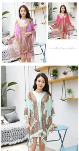Lightweight sheer paisley floral print shawl for women in purple, pink, and mint green