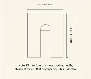 Detailed size diagram of the retro ethnic style shawl cloak measuring 130cm by 150cm