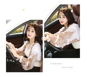 Chiffon sunscreen shawl with paisley print for driving, long sleeve summer sun protection