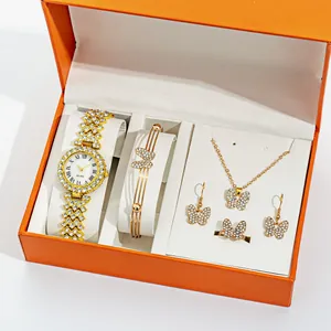 Parure bijoux papillon élégante avec montre strass collier et boucles d'oreilles