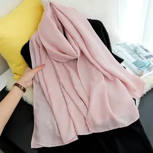 Elegant solid pink cotton linen scarf and lightweight long shawl for women fashion accessory