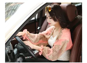 Lightweight chiffon sun protection shawl with paisley print for driving