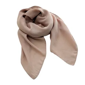 Elegant solid color nude cotton linen scarf for women, lightweight and versatile thin wrap