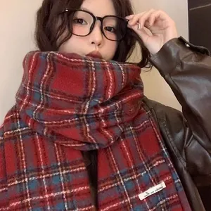 Ankara red plaid scarf with warm cashmere-like texture for festive Christmas fashion