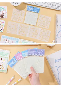 Detailed view of cartoon bear PET stencils for DIY drawing and journal decoration