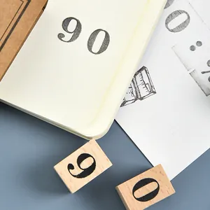 Vintage style wooden number stamp set for creative DIY journaling and scrapbook decoration