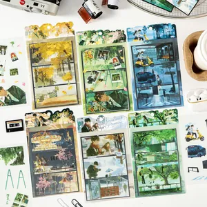 Pastoral Comic Style Youth Campus Theme Miniature Scene PET Stickers Transparent 3D Effect Decorative Journal Scrapbooking DIY Craft Stickers